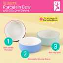 Elk and Friends Kids Porcelain Bowls with Silicone Sleeves | Suitable for Babies/Toddlers | Microwave & Dishwasher Safe | Non Slip Dinnerware | Snack Dishes | 2 Pack