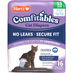 Hartz Comfitables Cat Diapers, Size XS 16 Count, Comfortable & Secure Fit, Easy to Put On