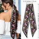 AWAYTR Long Silk Feel Scarf Women Hair Scarf Satin Neck Scarf Tie Bandana Headband Scarf Edge Wrap Head Scarf Purse Handbags (Black, M)