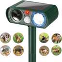 Animal Repellent Solar Powered Ultrasonic Animal Repellent Motion Sensor and Flashing Light Outdoor Weatherproof Farm Garden Lawn for Cat Dog Coyote Bird Skunk Snake Raccoon Rabbit Squirrel (1 Pack)