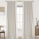 UHITECH Cream Linen Blackout Curtains for Bedroom 86 Inches Long 2 Panels Set Back Tab Pocket Black Out Curtain for Living Room Darkening Drapes Modern Farmhouse