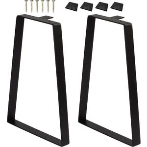 CODIN 16 inch Trapezoid Metal Table Legs, Set of 2 Replacement Furniture Legs for DIY Coffee Tables, Heavy Duty Iron Leg for Modern Desks, Night Stands, Bench, Sofa (16", Black)