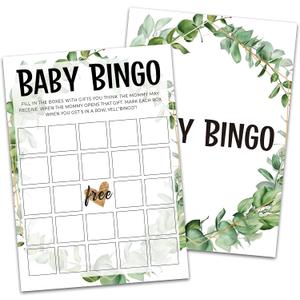 Baby Shower Game Cards, Tropical Jungle Theme Baby Bingo Game, Set of 30 Cards (5" x 7", Green006)