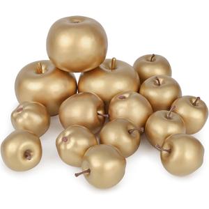 8 Pcs Artificial Gold Apples Fruits,Decorative Fake Fruits Sets,Plastic Faux Apples for Christmas Home Kitchen Table Decoration
