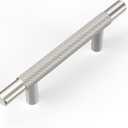 10 Pack Brushed Satin Nickel knurled Cabinet Pulls,3 Inch(76mm) Hole Centers Solid Heavy Duty Kitchen Cabinet Handles Hardware for Cabinets and Drawer