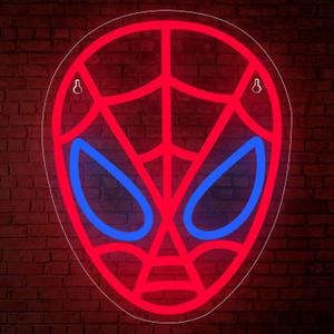 Spider Neon Sign,Spider LED Sign for Children Room,Anime Neon Lights,Superheo Light Up Sign for Bedroom,Game Room,Cool Gifts for Man,Children,Teen Boys,Anime Movie Fans,Size 13.4 * 10.6 in(XD132) (S-Red&Blue)
