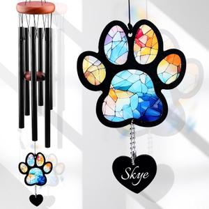 Pet Memorial Wind Chime  Dog Memorial Gifts for Loss of Dog, Loss of Pet Sympathy Gift, Pet Remembrance Bereavement Gift (Paw)