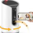 2K Pet Camera Treat Dispenser, 360View Dog Camera with Phone App, 5G&2.4G WiFi 2-Way Talk Pet Cam Indoor for Cats Remote Treat Tossing, Motion Alerts, Auto Tracking (White)