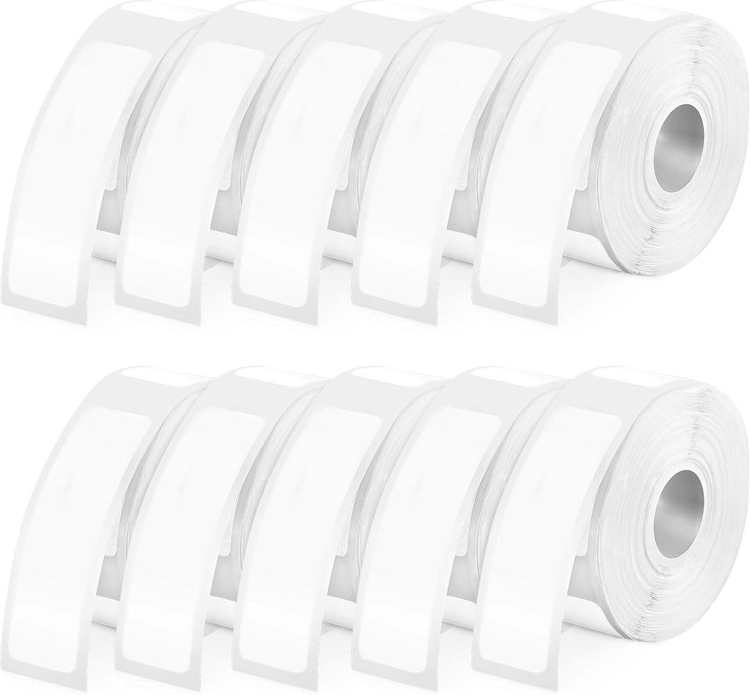 1600 Pcs Label Tapes 12 x 40 mm Laminated Stickers Replacement Compatible with D30 Portable Thermal Label Paper Printer Tapes Refill for Office 160 Pcs/roll (White)