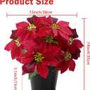 MELAJIA Poinsettia Artificial Red Christmas Flowers 14Inch Faux Poinsettia Plant Winter Flowers for Indoor Outdoor Xmas Ornament Porch Home Garden Decorations