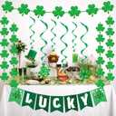 3 x OHOME St Patricks Day Decorations - Hanging Swirls,Banner,Shamrock Garland - Shamrock Decorations St Patty's Day Accessories Party Favors for Home Door Birthday | St. Patrick's Day Decor