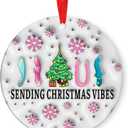 4 x Funny Christmas Ornaments - Humorous Holiday Ornaments for Christmas Tree Decoration, Unique Gag Gifts for Friends, White Elephant Gifts - Quirky Ceramic Ornament with Gift Box
