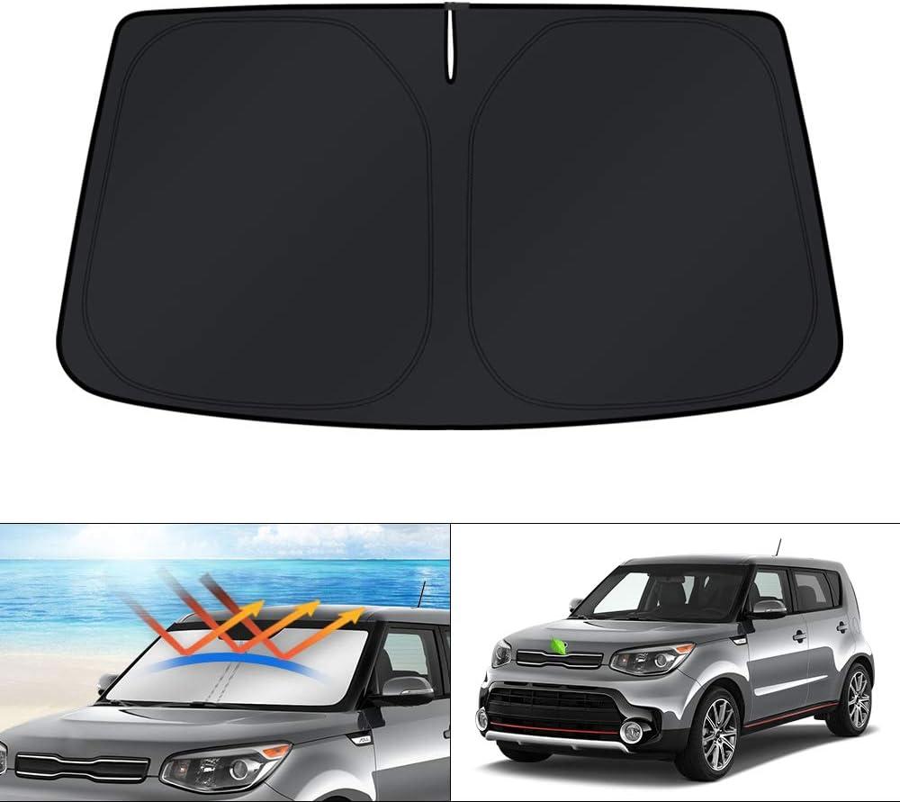 KUST Windshield Sun Shade for Kia Soul 2014-2019 Custom Fit Accessories Window Shade Foldable Sun Protector Block UV Rays Keep Car Cooler
