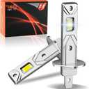 H1 LED Bulbs 30000LM 500% Brighter 6500K White Light, 1:1 Mini Size Fog Lights with 16 Upgraded Chips, Wireless Plug and Play, Pack of 2