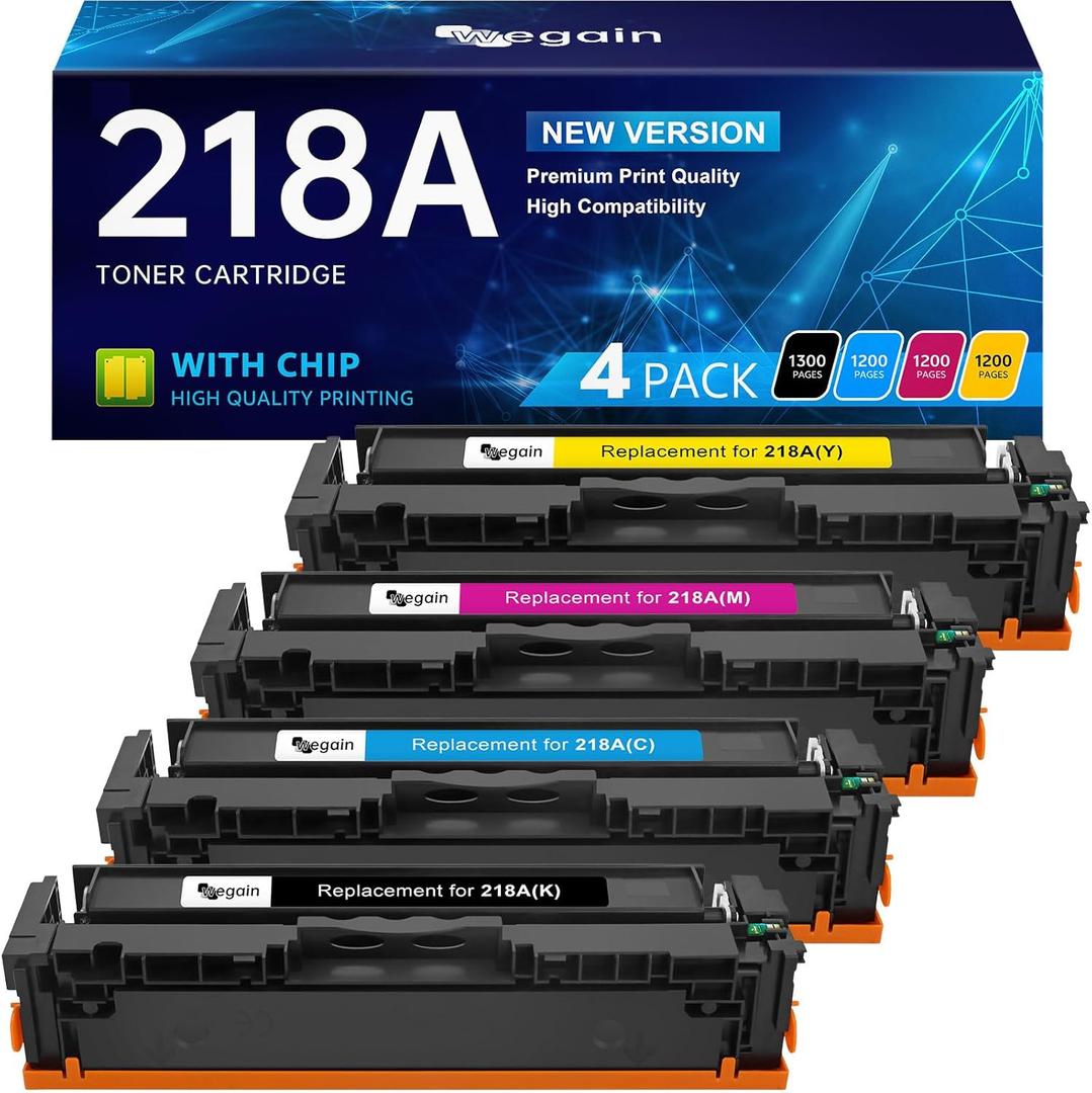 218A Toner Cartridges with Chip Compatible for HP 218A 218X 218 W2180A W2180X W2181A W2182A W2183A Replacement, for HP Color Pro MFP 3201dw, MFP 3301cdw 3301fdw 3301sdw, 4 Color Pack