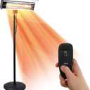 SereneLife Infrared Patio Heater, Electric Patio Heater for Indoor/Outdoor Use, Portable Stand Heater with Remote Control, 1500 W, for Restaurant, Patio, Backyard, Garage, Decks (Off Black)