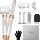 UKLISS Hair Dryer Brush 7 in 1110000 RPM Hair Dryer with Diffuser for Curly & Twisted Hair Professional Ionic Brush Blow Dryer for Salon-Quality Styling, White Gold