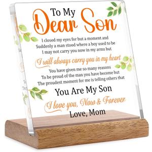Son Gifts From Mom, Gifts for Son, To My Son Gift from Mom, Birthday Graduation Gifts for Son, Son Gift Ideas Christmas Gift for My Son Acrylic Desk Plaque Sign
