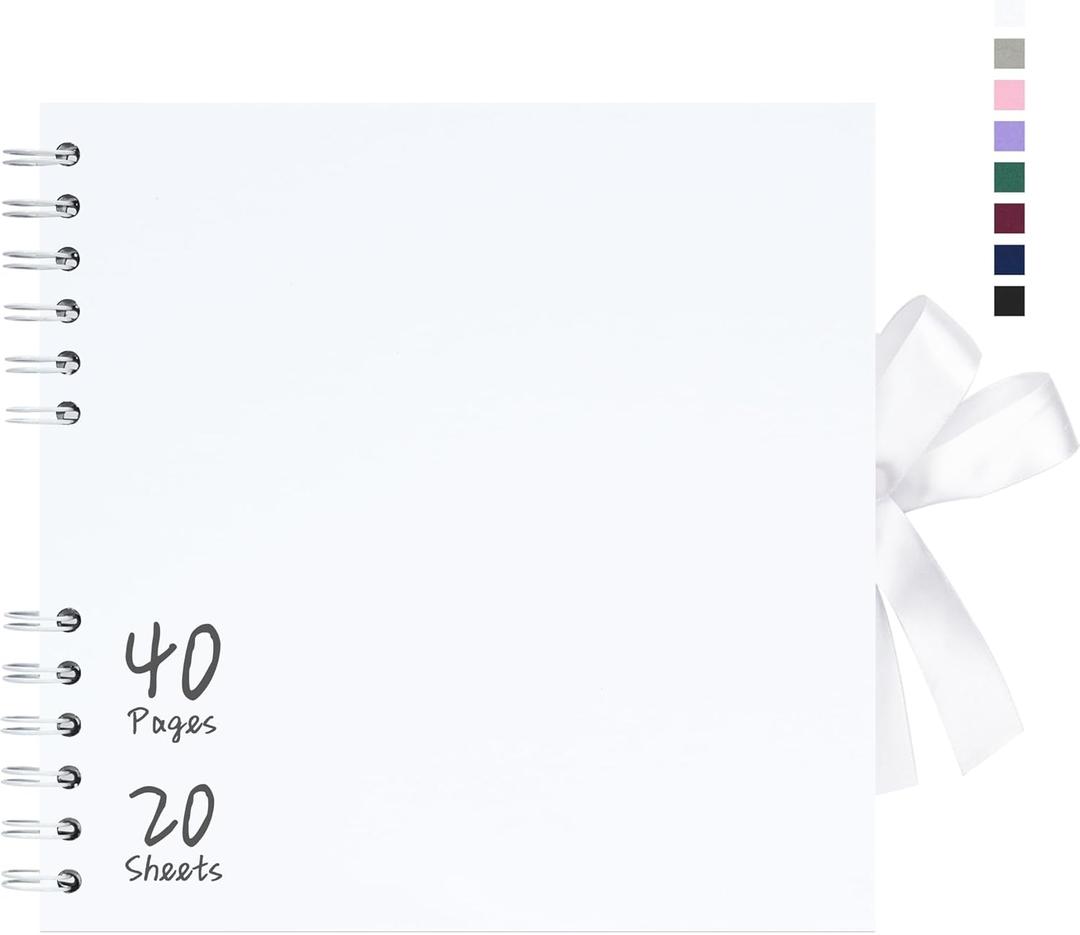 Vienrose 8x8 Inch Scrapbook Album, Small Photo Album DIY Scrapbook White Thick Kraft Paper Memory Book, Scrap Book Photo Albums for Couple Baby Wedding Family