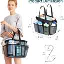 2 x F-color Mesh Shower Caddy Portable, 8.3" Deeper Pockets Large Shower Caddy Bathroom Caddy for College Dorm Room Bathroom Essentials, 2 Handles Shower Bag Tote for Gym Rv, Camp with S Hook, Black