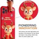 2 x Christmas Case for iPhone 16 Pro Max, Silicone Red Cover with Lovely 3D Deer Doll Patterns Design Shockproof Soft Bumper Cartoon Cute TPU Xmas Present Skin for iPhone 16 Pro Max 6.9", Elk