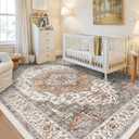 5x7 Area Rugs for Living Room Ultra-Soft Washable Rug Vintage Distressed Boho Area Rug, Non-Slip Retro Print Low Pile Stain Resistant Carpet for Bedroom Dining Room Kitchen Office