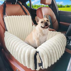 MIXJOY 6in1 Dog Car Seat for Small/Medium Dogs up to 25 lbs, MultiFunctional Dog Carrier for Car with Detachable Washable Cover, Pet Travel Bed with ClipOn Safety Leash, Beige
