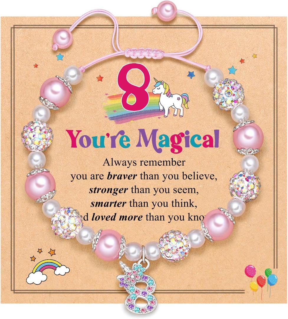 UPROMI Birthday Gifts for 3-12 Year Old Girl Unicorn Bracelet, Christmas Gifts for Daughter/Granddaughter/Niece