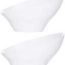 PLASTICPRO Disposable Angled Plastic Bowls Round Medium Serving Bowl, Elegant for Party's, Snack, or Salad Bowl, White, Pack of 4