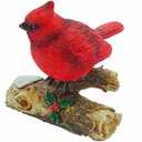 Little Cardinal Figurine - Red Cardinal Bird Perched on a Branch Decorative Figurine for Gifts