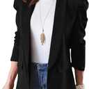 KIRUNDO Women's 2026 Spring Fall Casual Blazers Puff Sleeve Lapel Open Front Work Suit Office Blazer Jackets with Pockets (Black, XL)