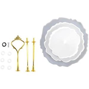 misppro Silicone Fruit Plate Tray Mold with Gold Stand - Flexible Epoxy Resin Mold for Coasters, Bowl Mats, and DIY Resin Art Projects