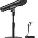 FIFINE USB/XLR Dynamic Microphone for Podcast Recording, Studio Handheld Mic Set with Desktop Stand for Vocal, Voice Over, Streaming, Black-AmpliTank TANK2