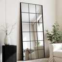 Window Mirrors for Wall Decor, Large Wall Mirrors Decorative Window Pane 30 x 70, Rectangular Metal Framed Wall Mounted Mirrors for Bedroom, Living Room, Dining Room, Entryway, Bathroom (Black)