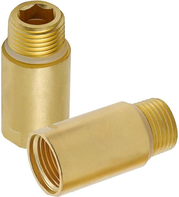 (2 pcs) Upgrade Brass Pipe Plumbing Adapter with Rubber O-ring, 1/2" NPT Male x 1/2" NPT Female Pipe Fitting Coupler, Seamless and Leakproof (1.5" Length) (Total length: 1-1/2 Inch)