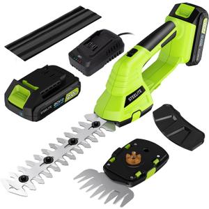 STEELITE Hedge Trimmer Cordless, 21V Handheld Shrub & Bush Trimmer Electric with 2.0Ah Battery, Fast Charger, Mini Grass Trimmer for Effortless Trimming