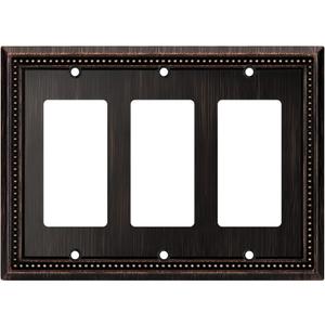 Henne Bery Sunken Pearls Heavy Duty Decorative Wall Plate Switch Plate Outlet Cover (Triple Decorator, Aged Bronze)