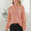 Sovoyontee Women's 2025 Fall Oversized Crewneck Long Puff Sleeve Chunky Knit Pullover Sweater Tops (XL)