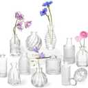 Small Bud Vases Set of 12 Vase for Centerpieces, Glass Vase for Flowers, Clear Flower Vase Ribbed Modern Bud Vases in Bulk, Vintage Vases for Floral Wedding Party Table Decoration Home Decor