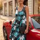 LUXVEER Womens Summer Hawaiian Dresses 2026 Floral Casual Loose Tropical Boho Dress Scoopneck Sleeveless Sundresses Beach Vacation Swimsuit Coverup (XL)