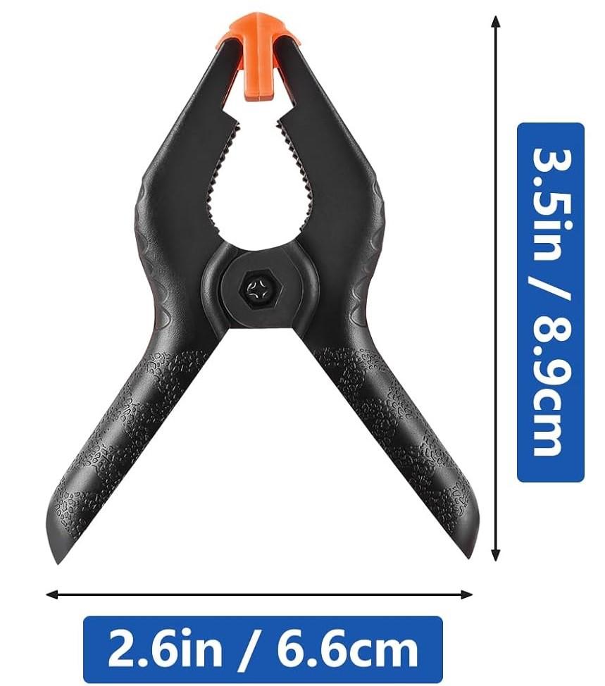 9 Pack 3.5 inch Plastic Spring Clamps, Black Heavy Duty Clips, Backdrop Clips, Plastic Clamps for Crafts, Backdrop Stand, Woodworking, Photography