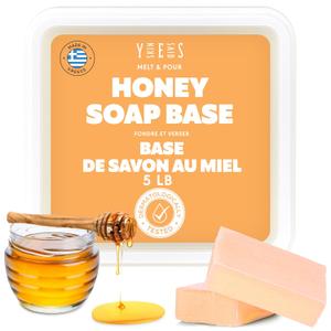 5Lb Honey Soap Base - Melt and Pour Soap Making Supplies - SLS/SLES Free, No Palm Oil, Natural with Organic Honey - Rich in Antioxidants, Hydrating, Perfect for Handmade Projects (80 Ounce (Pack of 1))