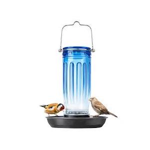 Kingsyard Glass Bird Water Dispenser for Outdoor, 16 Oz, Bird Water Feeder with Metal Hanging for Garden Yard Fence Decoration Hummingbird Cardinal Bluebird Finch