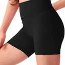 Girls 4'' High Waisted Biker Shorts, Stretchy Athletic Workout Running Shorts for Kids and Teens (Small, Black)