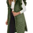 Tankaneo Womens Long Puffer Vest Ruffle Sleeve Winter Coats Hood Sleeveless Quilted Jackets Outwear, M