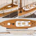 SAILINGSTORY Wooden Sailboat Model Ship, 37", Natural | 1930's Classic Yacht, Sailing Boat Decor