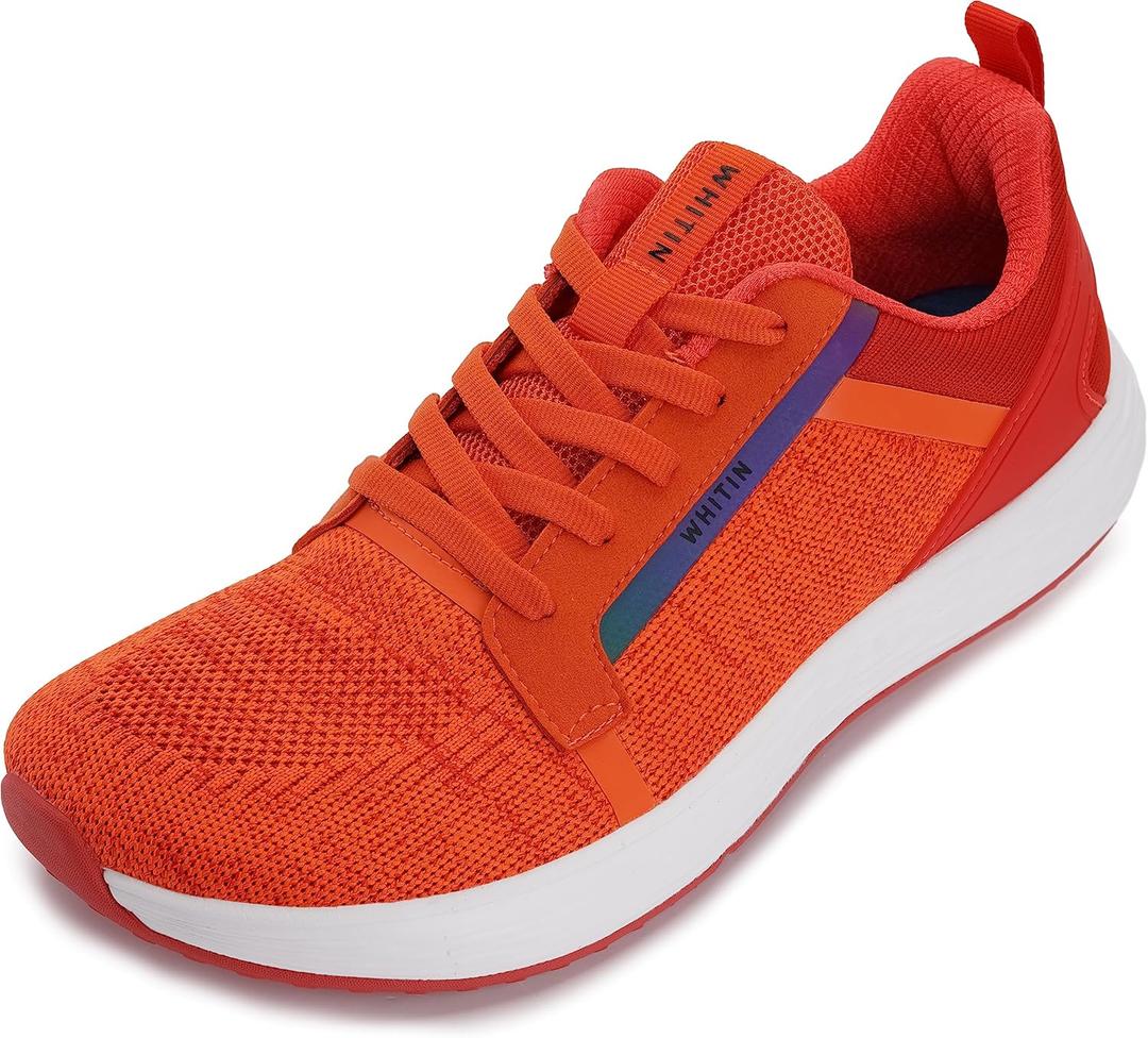 WHITIN Men's Wide Toe Box + Zero Drop Sole Road Running Shoes | Rubber Outsole (9.5 Wide, Orange)