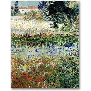 Wrapped Canvas Wall Art - Vincent Van Gogh 'Garden in Bloom' Wall Art for Living Room, Bedroom, or Office Dcor - 26x32