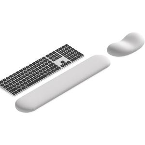 Ergonomic Wrist Rest Set for Keyboard and Mouse | Cooling Gel & Slow-Rebound Memory Foam Palm Support Pad | Luxe Leather, Minimalist, Non-Slip PU Base for Office, Laptop & Gaming (03White)