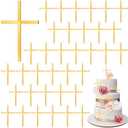 18pcs Baptism Cake Toppers Acrylic Cross Cupcake Toppers Gold Crossing Cake Charm for Baby Shower Birthday Wedding Party Christian Decorations